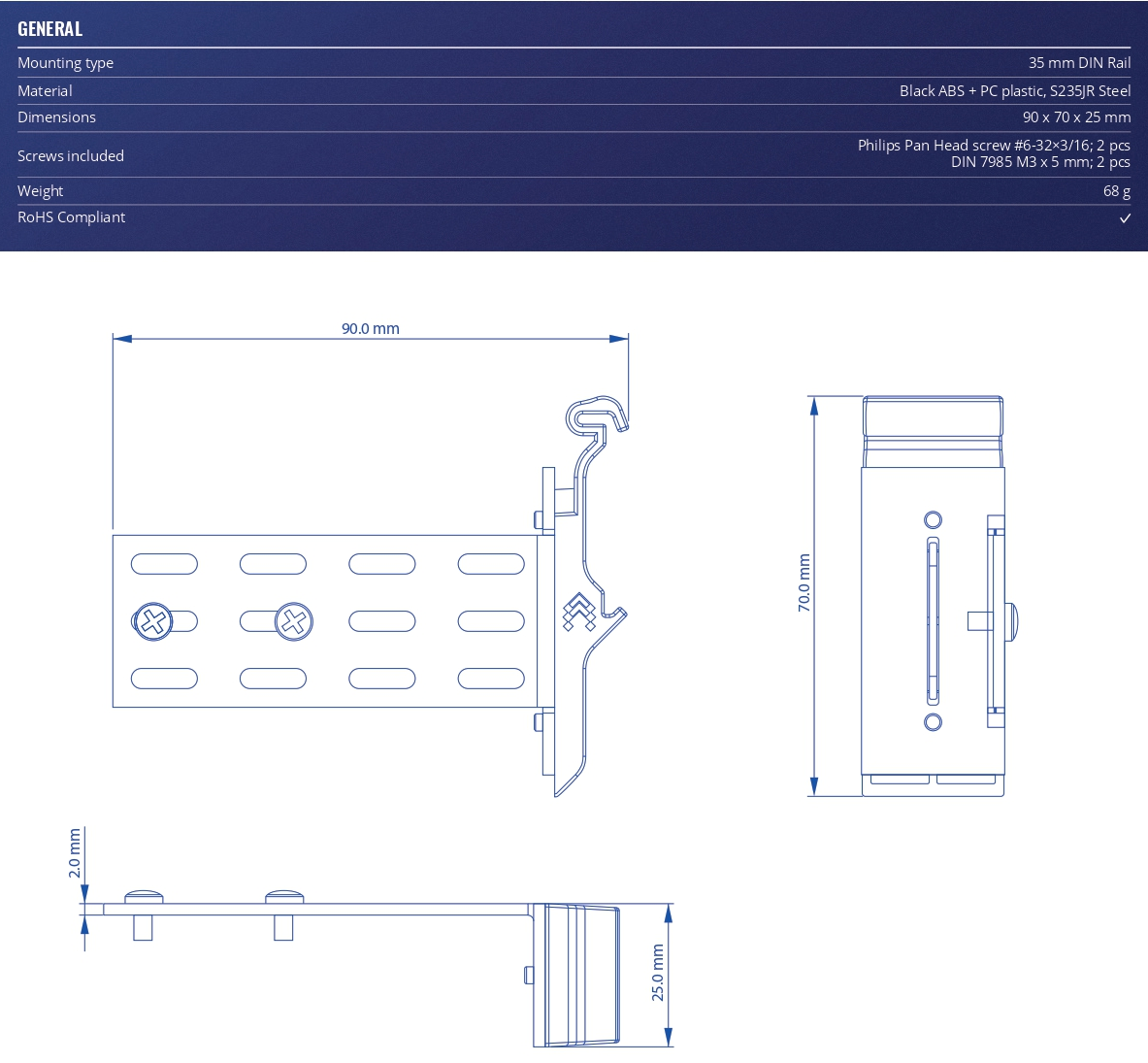 DIN RAIL KIT ADAPTER (PR5MEC23) là phụ kiện dùng để gắn các thiết bị điện tử và hệ thống điều khiển tự động