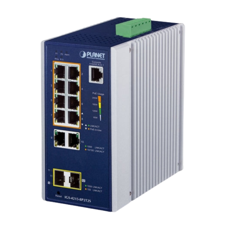 IGS-4215-8P2T2S  switch PoE công nghiệp 8 cổng ethernet Planet