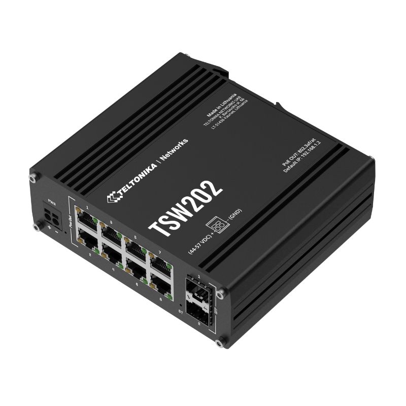 Switch PoE công nghiệp Teltonika TSW202  8x 1GbE PoE+  2x SFP Ports